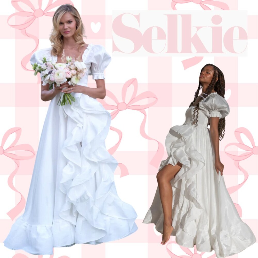 Selkie The Ivory Recycled Ruffle Gown NWT